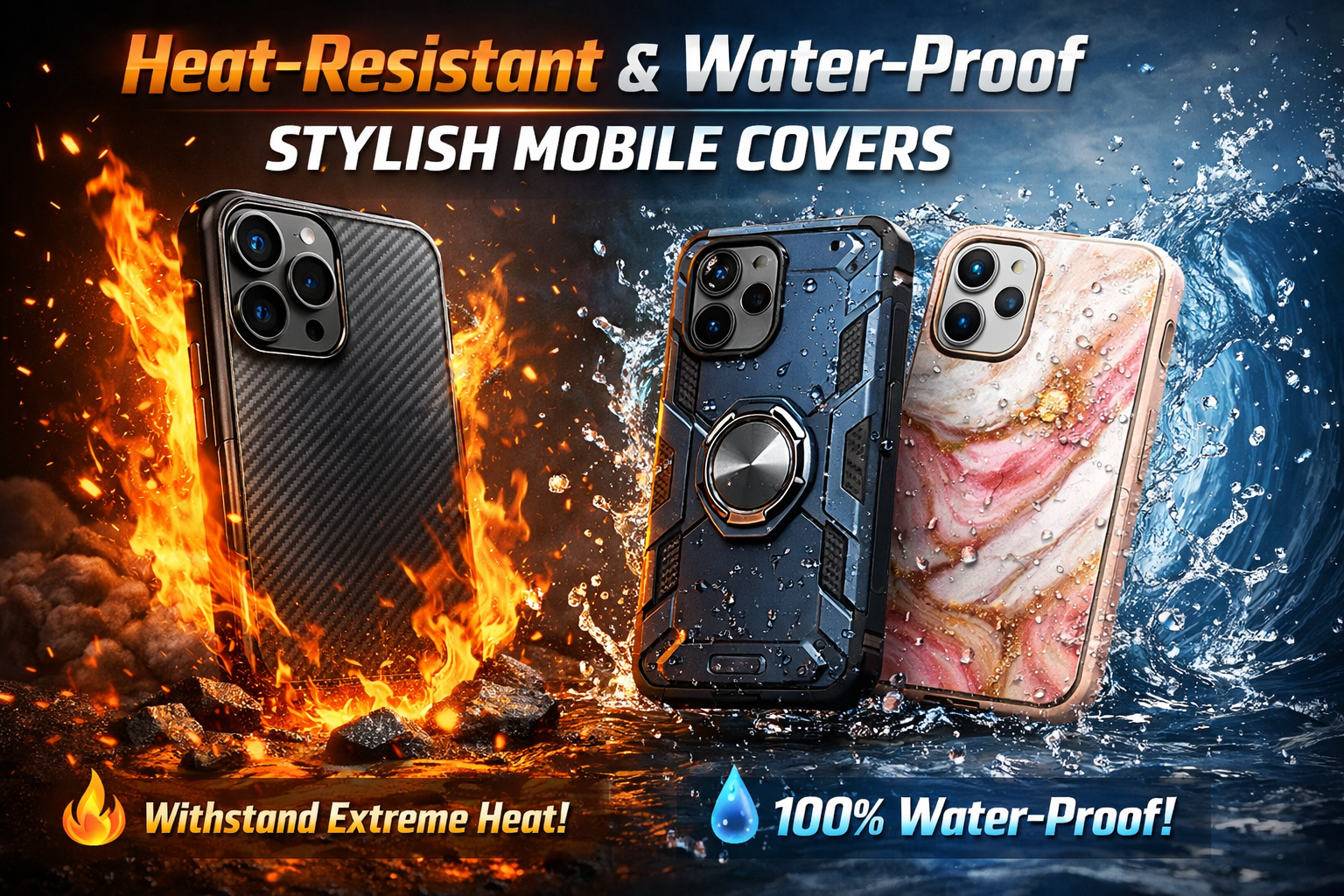 Heat-Resistant and Water-Proof Stylish Mobile Covers